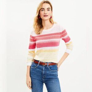 Loft Pink and Yellow Ombre Crew Neck Sweater, size XS, NWT